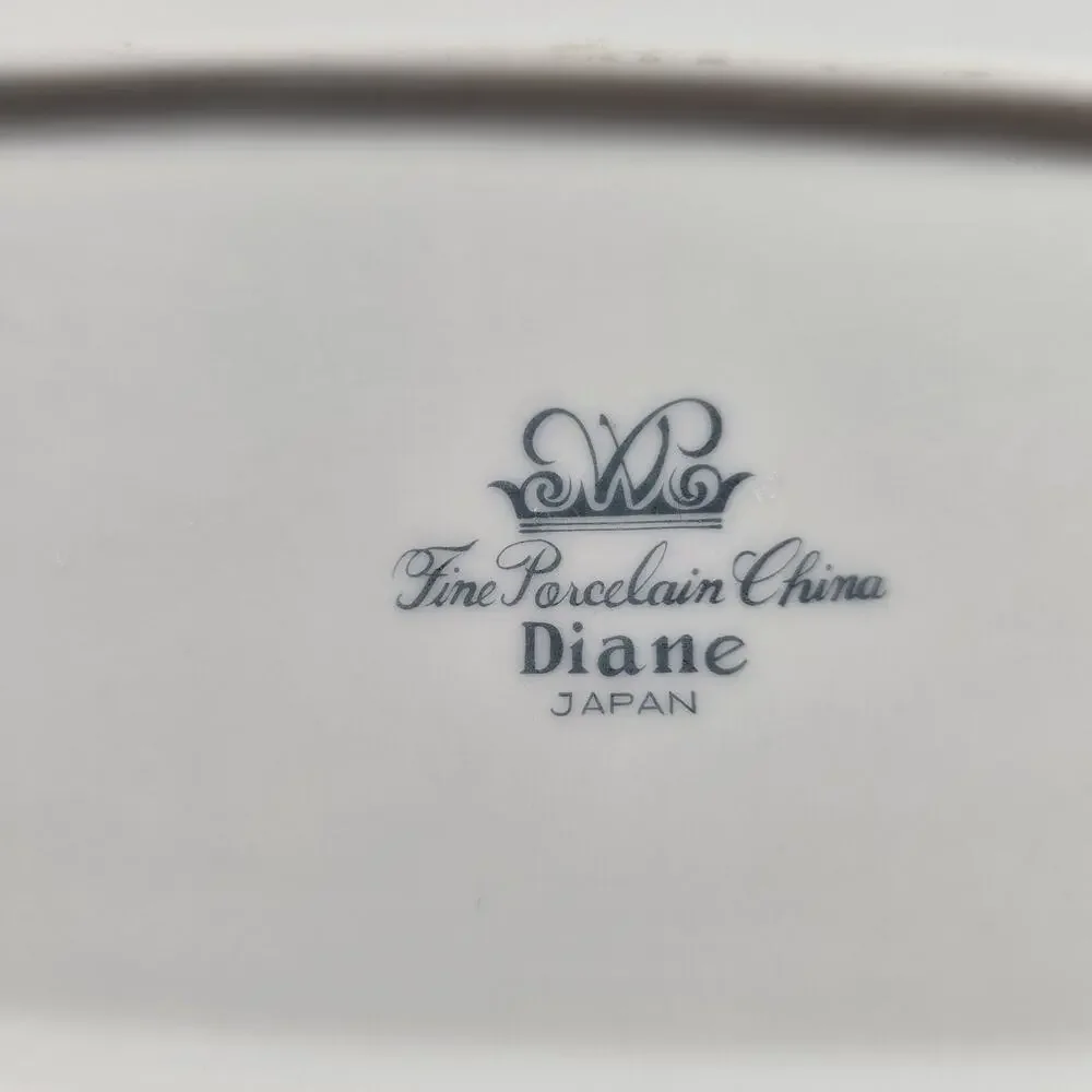 Vintage Diane Japan Fine Porcelain Covered Butter Dish Blue Floral Silver Trim